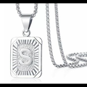White Gold Filled Letter S Pendant 20” Necklace